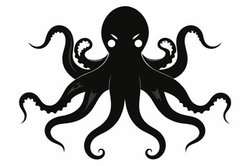 octopus silhouette, octopus icon vector illustration	
