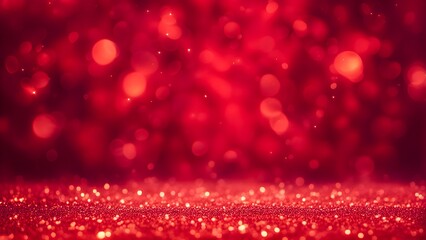 A rich red background with a soft light effect, sparkling glitter, and subtle bokeh, creating a luxurious and festive ambiance perfect for romantic, holiday, or elegant designs.