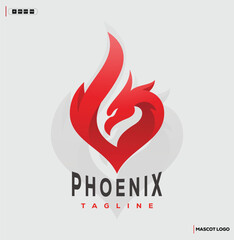 Abstract fire bird logo design