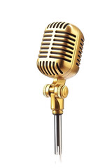 Fototapeta premium Retro style microphone isolated on white background PNG