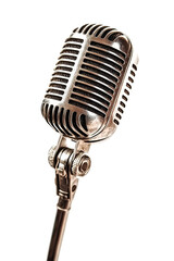 Fototapeta premium Retro style microphone isolated on white background PNG