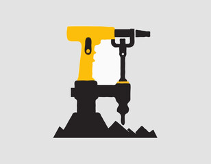 Jackhammer Icon Flat Design on White Background