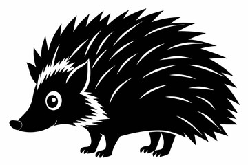 Hedgehog silhouette, Hedgehog icon, Black Hedgehog animal vector illustration.