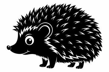 Hedgehog silhouette, Hedgehog icon, Black Hedgehog animal vector illustration.