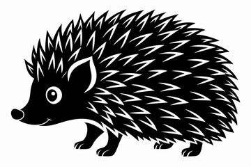 Hedgehog silhouette, Hedgehog icon, Black Hedgehog animal vector illustration.