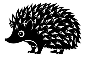 Hedgehog silhouette, Hedgehog icon, Black Hedgehog animal vector illustration.