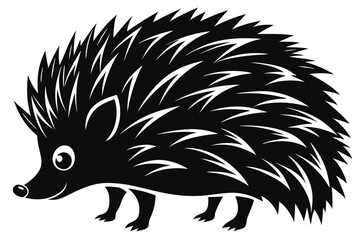 Hedgehog silhouette, Hedgehog icon, Black Hedgehog animal vector illustration.