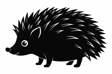 Hedgehog silhouette, Hedgehog icon, Black Hedgehog animal vector illustration.