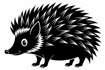 Hedgehog silhouette, Hedgehog icon, Black Hedgehog animal vector illustration.