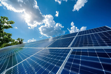 Solar panels on the rooftops of buildings are used to harness solar energy.