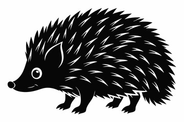 Hedgehog silhouette, Hedgehog icon, Black Hedgehog animal vector illustration.