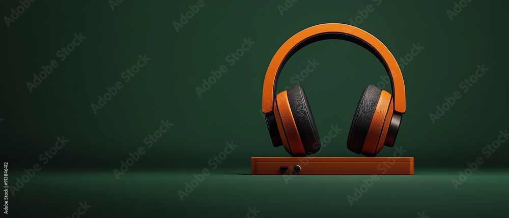 Poster headphone controls flat design side view intuitive interface theme cartoon drawing monochromatic col