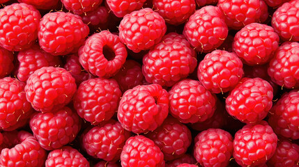 Fresh and vibrant red raspberries piled together, showcasing their rich color and texture, perfect for health and food concepts.