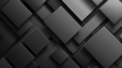 Fototapeta premium black squire shape Polished, Semigloss Wall background with tiles. Triangular, tile Wallpaper with 3D, Modern black metal low poly backdrop