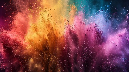 Fototapeta premium Vibrant Explosion of Colorful Powder During Celebratory Festival at Sunset