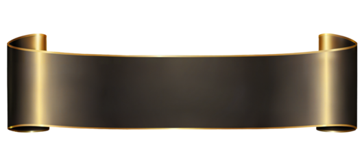 black and yellow ribbon banner on transparent background