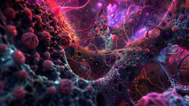 pulsating synapses, vibrant tendrils, artificial intelligence lifeform, textured surface, alien landscape