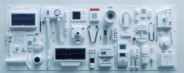 High-resolution minimalist advertisement of advanced medical equipment in modern hospital setting