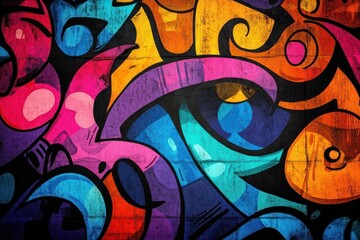 Obraz premium Abstract Colorful Graffiti Art on a Concrete Wall