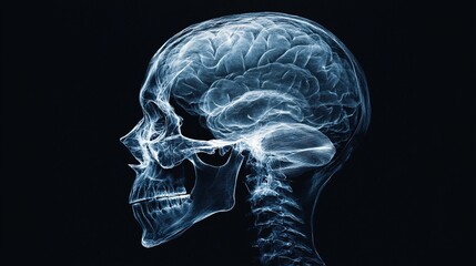 Human Skull and Brain X-ray