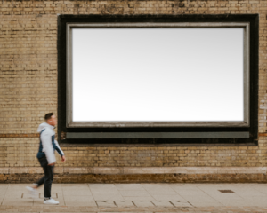 Billboard mockup png, advertisement on the street of London