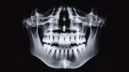Panoramic X-ray of Human Skull and Teeth