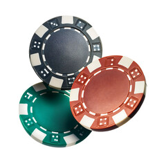 floating casino chips isolated on white background transparent png