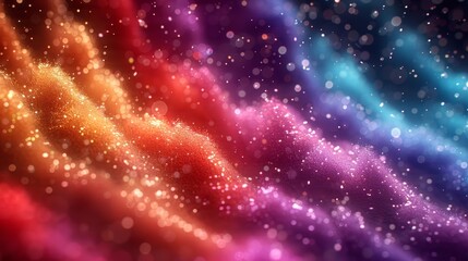 Fototapeta premium Vibrant Waves of Colorful Light and Sparkling Dust in a Cosmic Atmosphere