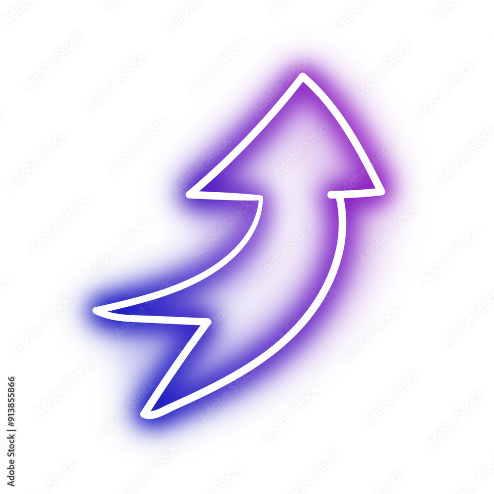 Wall mural Neon purple curved arrow sign design element