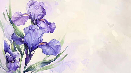 Elegant Floral Border with Purple Iris Design