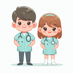 little doctors and nurses wearing hospital clothes