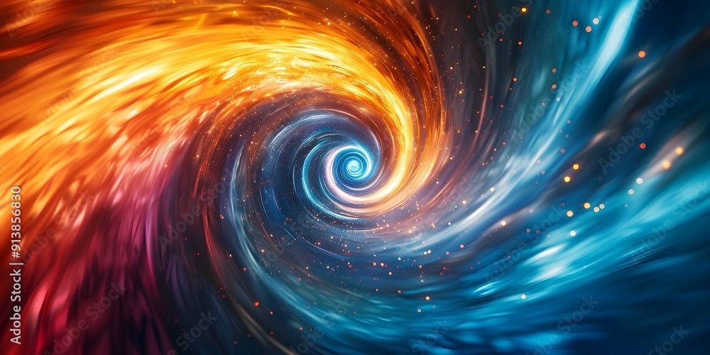 Poster Brightly Colored Swirling Vortex Representing Digital Innovation and Futuristic Concepts