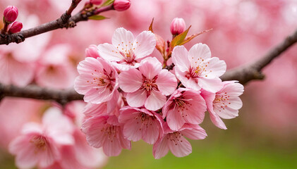 Close-up of Vibrant Pink Cherry Blossoms