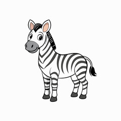 Zebra Vector Illustration - Cartoon, Clipart, Line Art Design