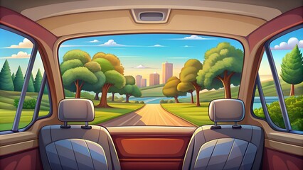 Fototapeta premium car`s window in the countryside