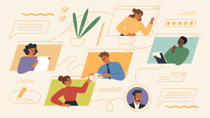 People business communication virtual chat vector illustration