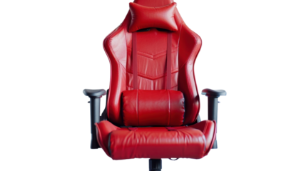 Gaming red chair on transparent background