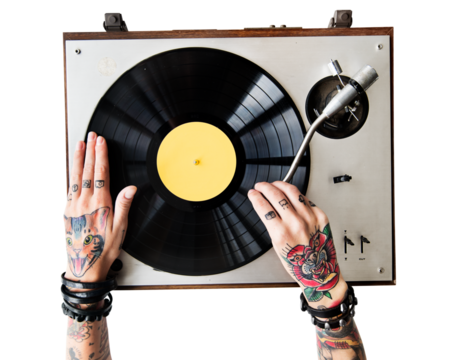 Vinyl record player png sticker, transparent background - Powered by Adobe