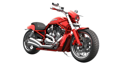 Red motorcycle on transparent background