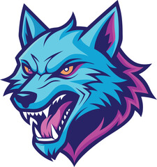 Angry Wolf vector Neon Design for Edgy Interiors