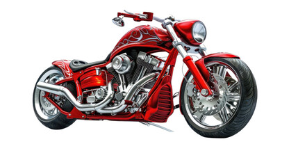 Red motorcycle on transparent background