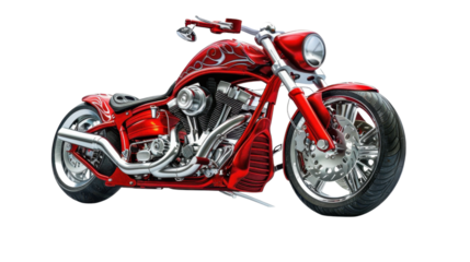 Red motorcycle on transparent background
