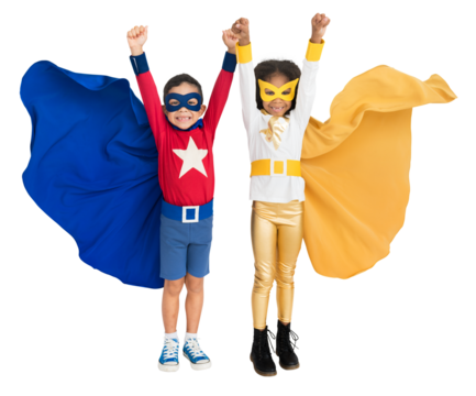 Superhero kids png sticker, transparent background
