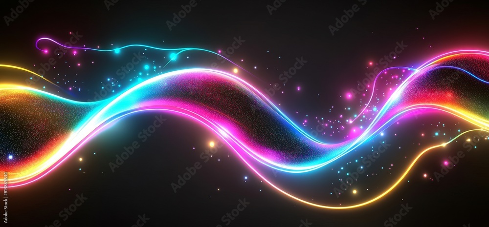 Aufkleber an abstract magic spiral or swirl vortex effect applied to a neon light orb. a 3d flash twist flow d