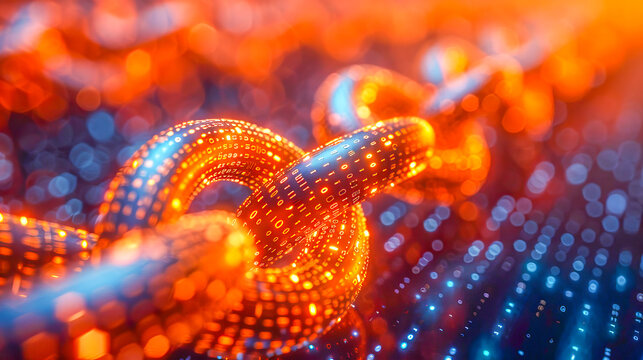 Blockchain technology creating secure digital chain using binary code