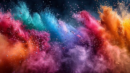Fototapeta premium Vibrant Colors Colliding in a Dramatic Display of Powder in Motion at Dusk