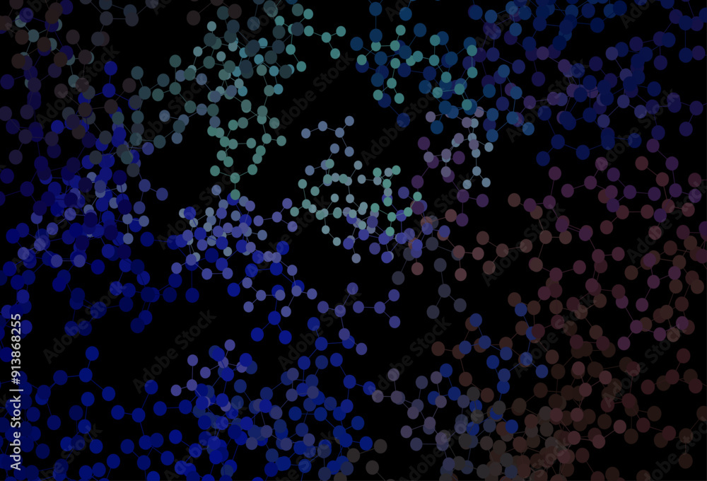 Poster dark blue, red vector template with artificial intelligence structure.