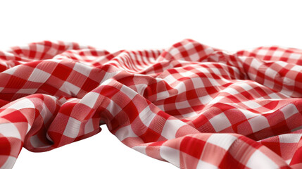 Red checkered tablecloth on transparent background