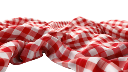 Red checkered tablecloth on transparent background