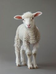 Fototapeta premium Albino sheep. Studio photography of an animal in white color.